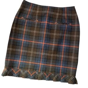 CAbi Plaid Wool Blend Midi Skirt  GUC 6